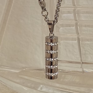 Silber SWAROVSKI Halskette Zylinder PARIS Halskette Hochzeit Anhänger moderne Silber Halskette Schmuck Weihnachtsgeschenk für Frauen Braut Halskette