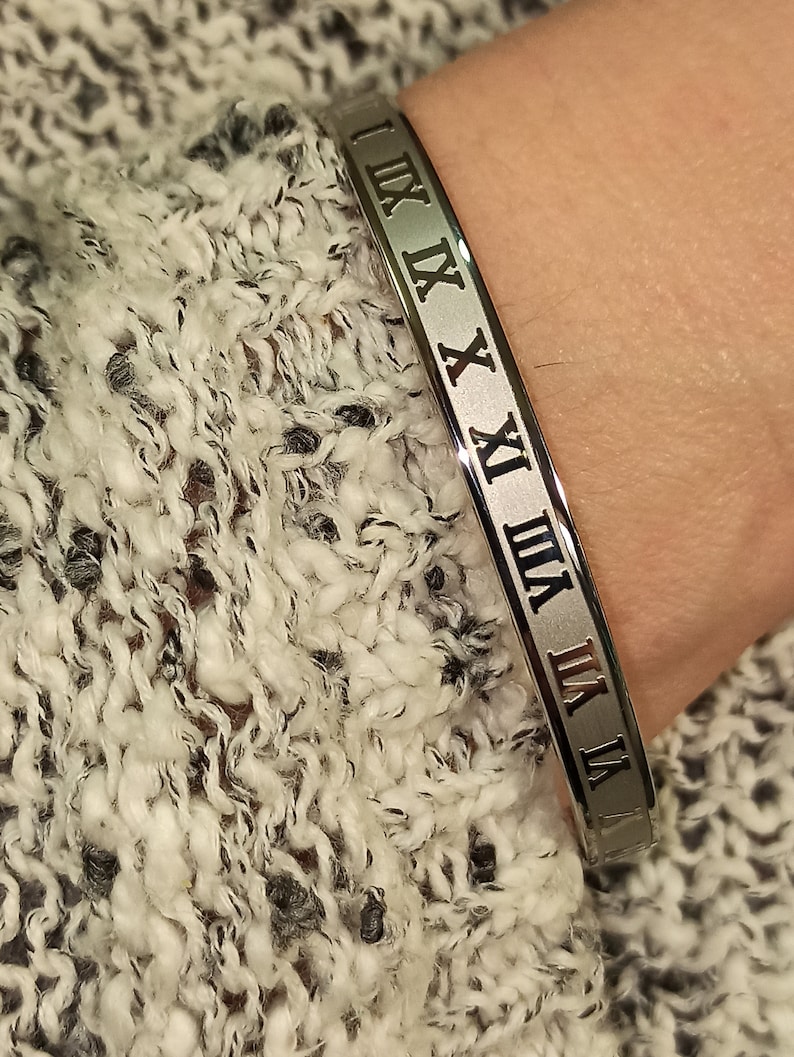Roman Numeral Bracelet 24k GOLDSilver Bangle Bracelet for womenRoman Numeral JewelryRoman Numberal Bracelet BangleBracelet for Birthdays