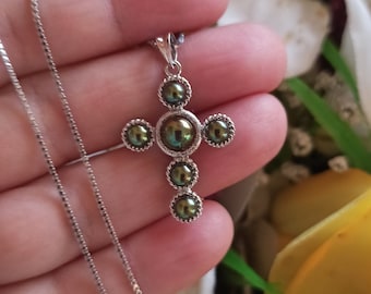 Cross Necklace Pendant for woman PEARL Jewelry/REAL Pearl necklace cross on chain Silver 925/Sterling Silver Cross Pendant Necklace gift HMD