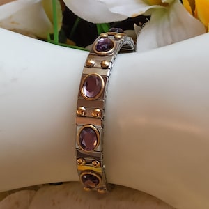 AMETHYST Silver Bracelet Bangle/Amethyst Jewelry /February Birthstone Bracelet/Swarovski Amethyst GEMSTONE Bracelet Gifts for Women HANDMADE