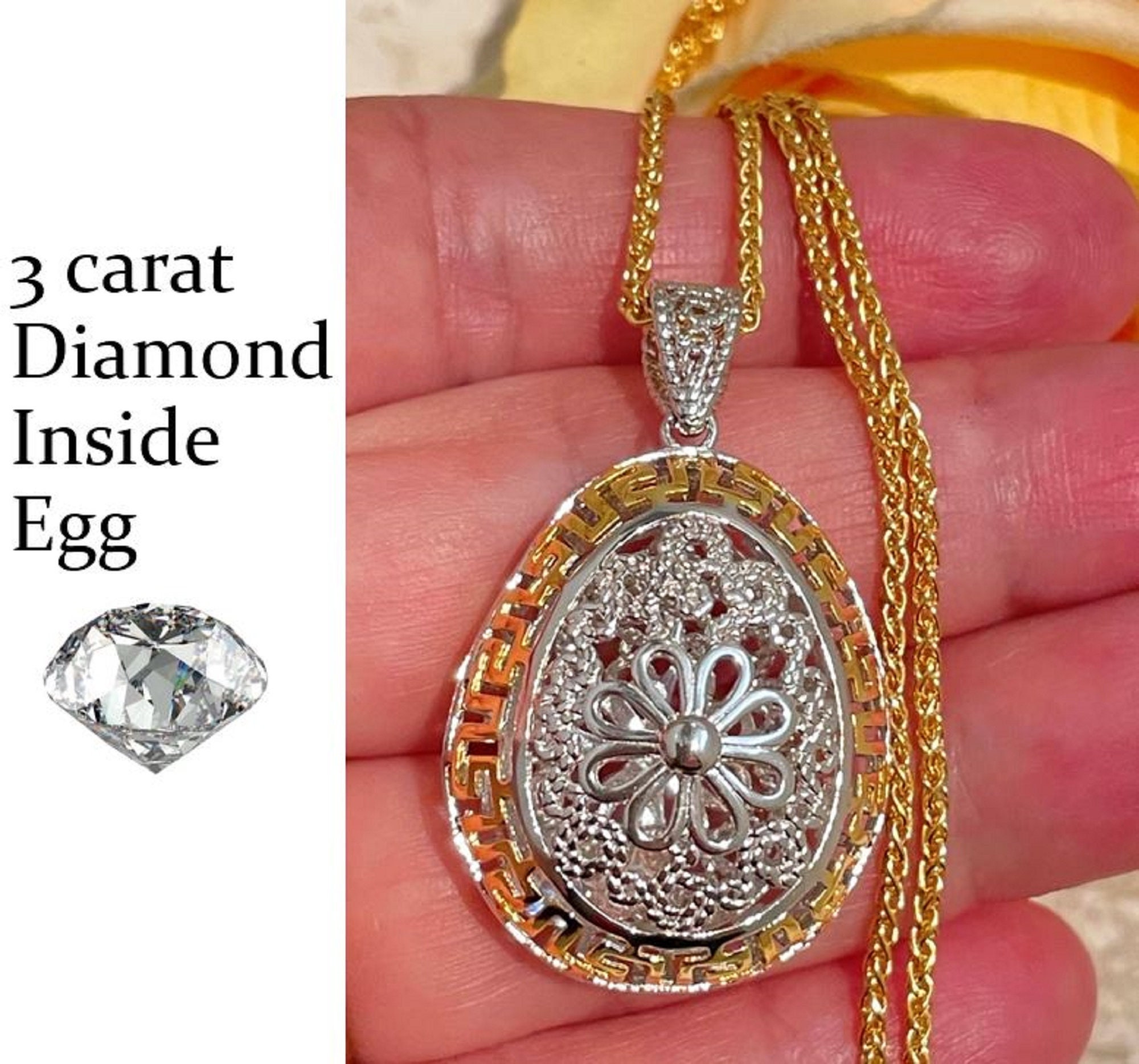 3carat, Lady DIAMOND Necklace, Faberge Egg Charm, Silver Anniversary Gift for Her, Christmas Gift Idea for Women, 25th Birthday , BDAY - Etsy 3carat, Lady DIAMOND Necklace, Faberge Egg Charm, Silver Anniversary Gift for Her, Christmas Gift Idea for Women, 25th Birthday , BDAY - Etsy