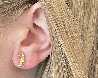 Kalle Anka Örhängen - Massivt 18k Guld - Vintage Warner Bros Smycken för kvinnor - Kalle Anka Örhängen -
