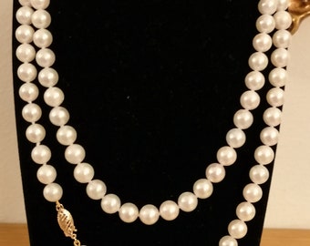 Pulsera de PERLA AKOYA de agua salada con cierre de ORO macizo de 18 k Pulsera de perla Akoya cultivada japonesa Pulsera de regalo de boda nupcial de Navidad para mujer