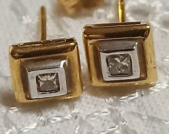 Pendientes de diamantes oro sólido de 18K Regalo de joyería único / Pendientes de diamantes GENUINO hechos a MANO / Pendientes de oro de diamante real Joyería hecha a mano