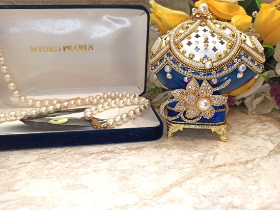 Fabergé estilo huevo box con cristales coleccionista huevo de pascua Keepsake Box 