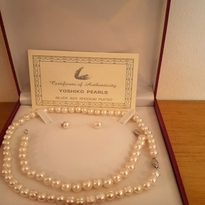 Pearl Jewelry sets for bride/Freshwater Pearl Necklace Earrings bracelet Gift for women/Silver Pearl Jewelry set Pearl mother of the bride