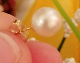 Natural White AKOYA AAA 18kt Solid GOLD South Sea Pearl stud Earrings Gift Japanese Pearls Akoya Bridal Shower Wedding Jewelry for her Wife