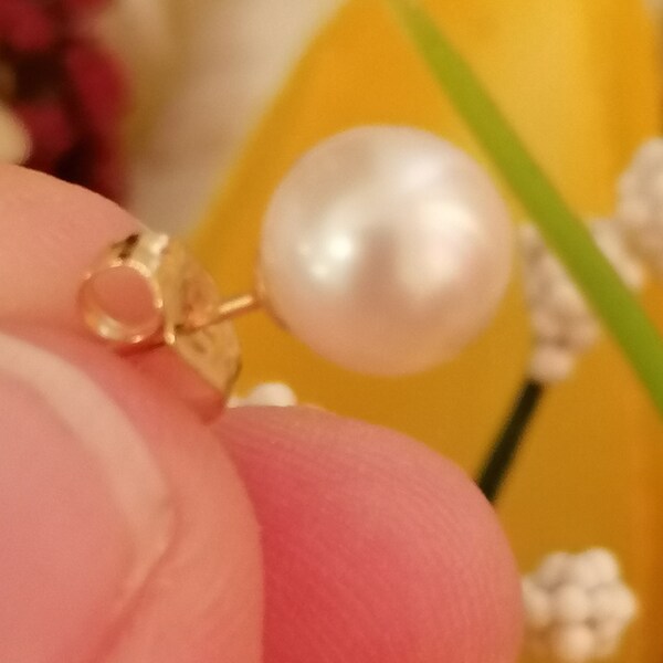 Natural White AKOYA AAA 18kt Solid GOLD South Sea Pearl stud Earrings Gift Japanese Pearls Akoya Bridal Shower Wedding Jewelry for her Wife