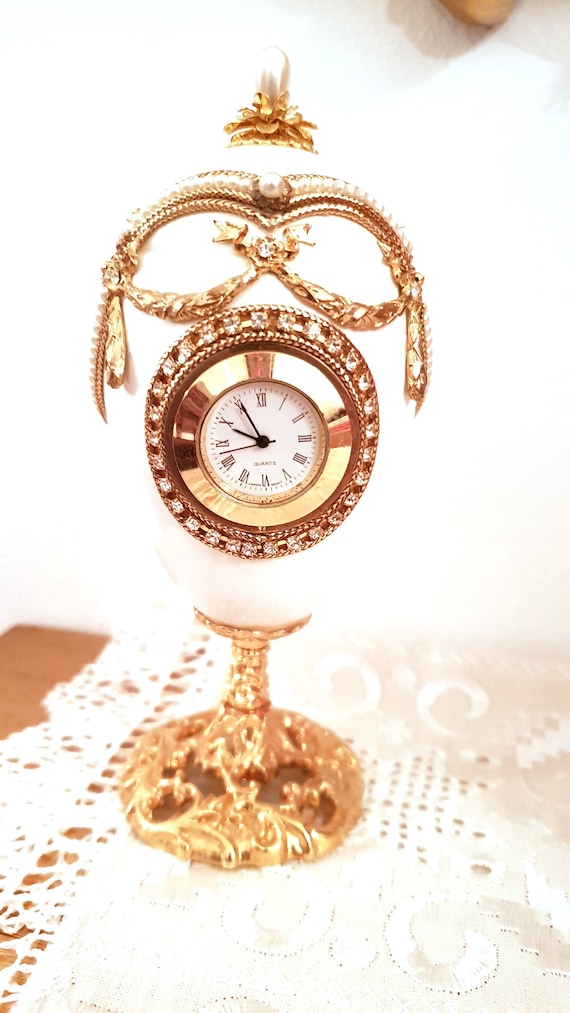 Boîte à Bijoux Oeuf Fabergé Imperial - Bleu Et Or - Style Antique