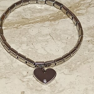 SILVER Heart bracelet Swarovski DIAMOND 0.03ct/Heart bracelet for women/Heart Charm Bracelet/Mother daughter bracelet/Heart Jewelry gift mom
