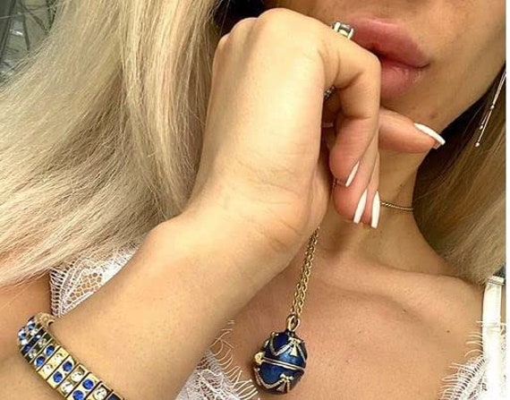 Sapphire Blue Faberge Egg Pendant Egg & Fabergé Egg Style