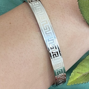 Meander Bracelet Greek Key Bracelet White Gold Bracelet Ancient Greece Graduation ETERNAL Life Love SUCCESS Bracelet Key Bracelet for her