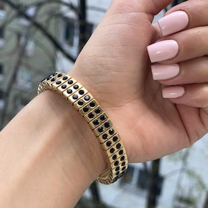 2ct Onyx Handmade Jewelry 24k Gold Black Onyx bracelet Birthday gift Minimalist bracelet Mother of the Bride Bracelet Femme Ready to ship