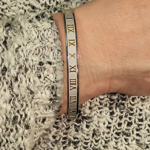 Roman Numeral Bracelet 24k GOLD/Silver Bangle Bracelet for women/Roman Numeral Jewelry/Roman Numberal Bracelet Bangle/Bracelet for Birthdays