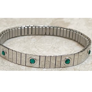 Silver Jewelry Emerald Bracelet Emerald Jewelry May Birthstone Bracelet Birthday Gift bracelet for women Emerald Silver Anniversary gift