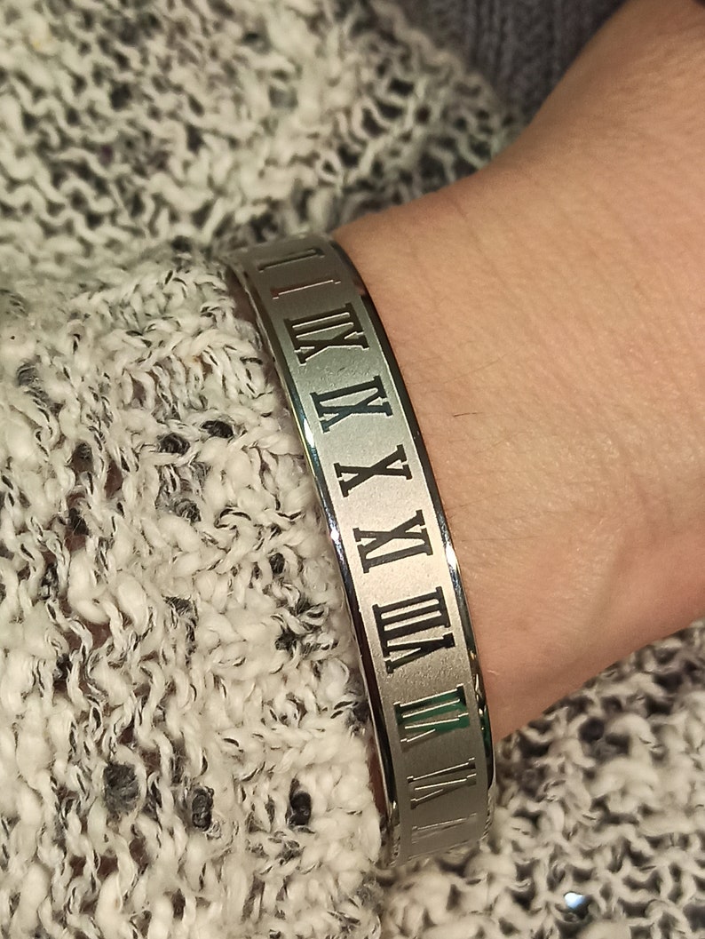 Roman Numeral Bracelet 24k GOLDSilver Bangle Bracelet for womenRoman Numeral JewelryRoman Numberal Bracelet BangleBracelet for Birthdays