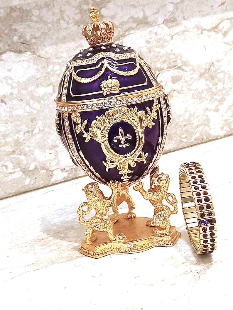Royal Faberge Inspired Gold Krone Schmuckkästchen