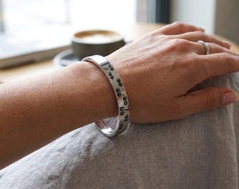 Handmade  Steel Meander Bracelet/  Greek Key Bangle / Greek Jewelry Meander Bracelet / Ancient Greek Key Bracelet / 18K GOLD gift for her