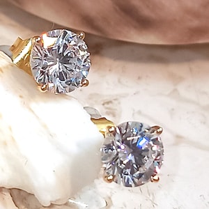 2ct, Diamond Gold Stud Earrings, SOLID 18K GOLD Earrings, 8 Prong, LUXURY Valentine Gifts, Diamond Earrings for women, Birthday Gift, 6.5mm