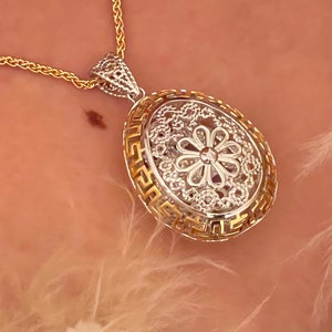 3ct, Fabergé Egg Necklace, Sterling SILVER Faberge Egg Pendant, DIAMOND Necklace for women, Faberge Jewelry, Handmade, Faberge Egg Style egg