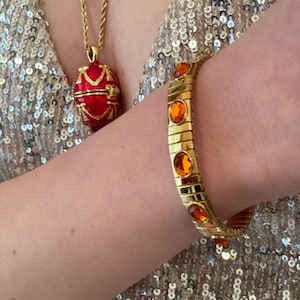 Ruby Red FABERGE Egg Jewelry Fabergé Easter Egg Pendant Necklace GOLD 24k plated Sterling Silver Austrian Crystal Topaz Faberge Jewelry SET