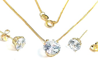 3.5 carats Solitaire Diamond Set Solid 18k OR Or Jaune Diamant Bijoux Diamant Boucle d’oreille Collier Diamant Pendentif Designer Bijoux Set 18k