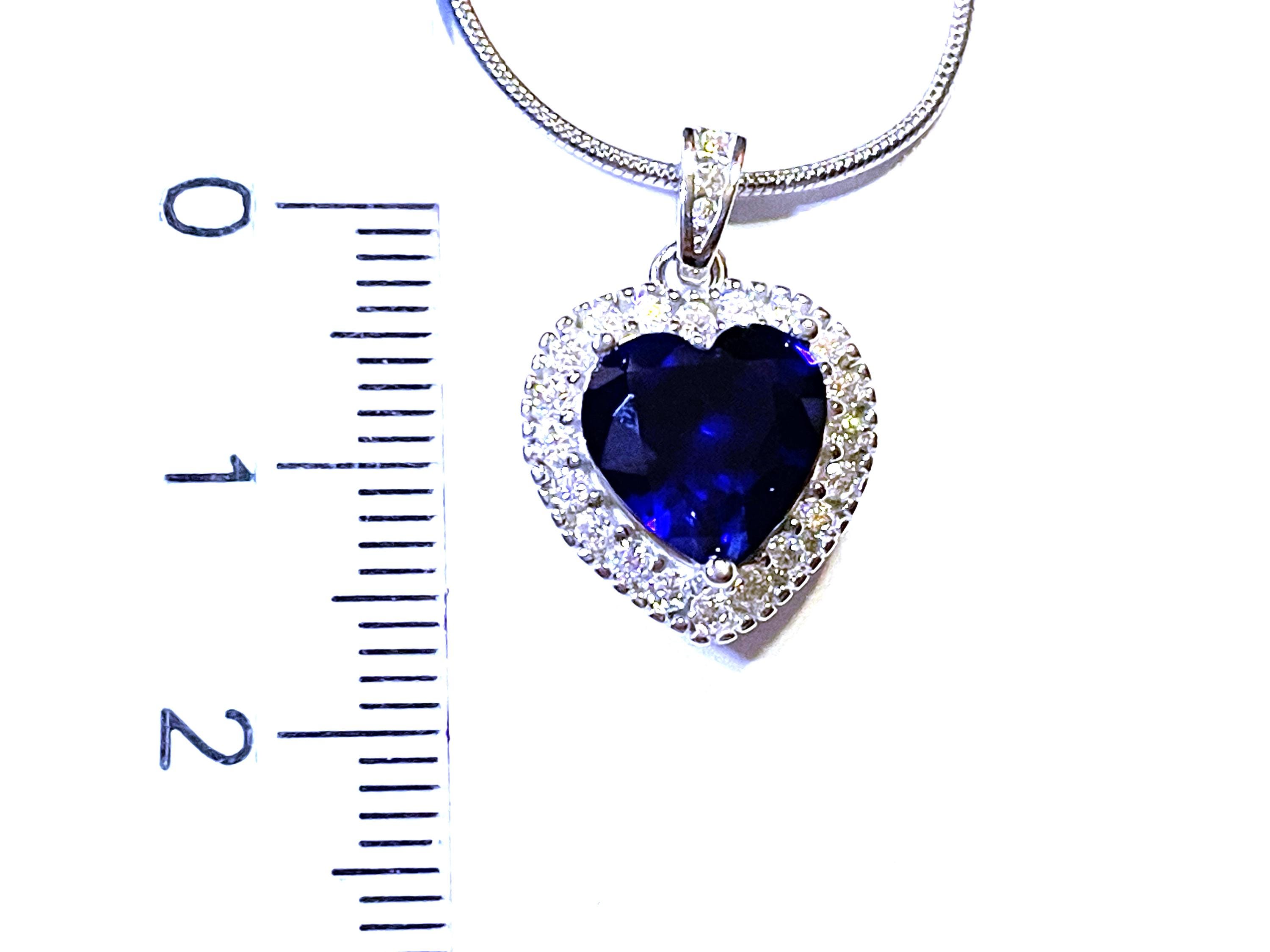 Collier Diamants Et Saphir 18K Or Blanc - 36,15 Carats Cœur D'océan - Neuf Jisha