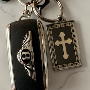 SILBER Kreuz Schlüsselanhänger Swarovski Diamant 24K Christian Schlüsselanhänger Kreuz Schlüsselanhänger/Christian Schlüsselanhänger Schlüsselanhänger/Christian Geschenk Bestätigung