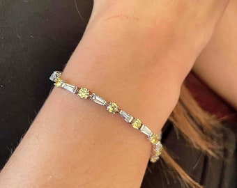 Citrine Bracelet, Diamond Bracelet, Tennis Bracelet, Handmade Bracelet, Gemstone bracelet, Birthstone Bracelet, Women Bracelet, Gift for Her