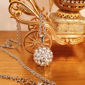 FABERGE pendant style Handmade Jewelry Fabergé egg Birthday jewellery gift for her 50 Austrian Diamond Crystals HANDSET Silver Tarnish free
