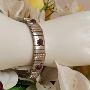 Amethyst Jewelry/ Amethyst Bracelet/Purple Stone Bracelet/ Silver Bracelet Women/Flex Bracelet/ 7th Anniversary Gift/Birthday Gift for Women