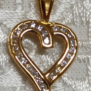 18K GOLD Heart Pendant Real DIAMONDS/Anniversary Gift Heart Diamond Pendant/Solid Gold Pendant Gift for Her Authentic Diamond .30ct Handmade