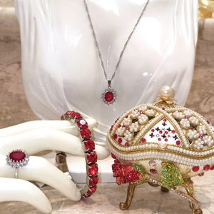 Rubi presente de luxo para seu ovo faberge e conjunto de joias de prata esterlina para mulheres estilo ovo faberge caixas decorativas decoração de casa ornamento