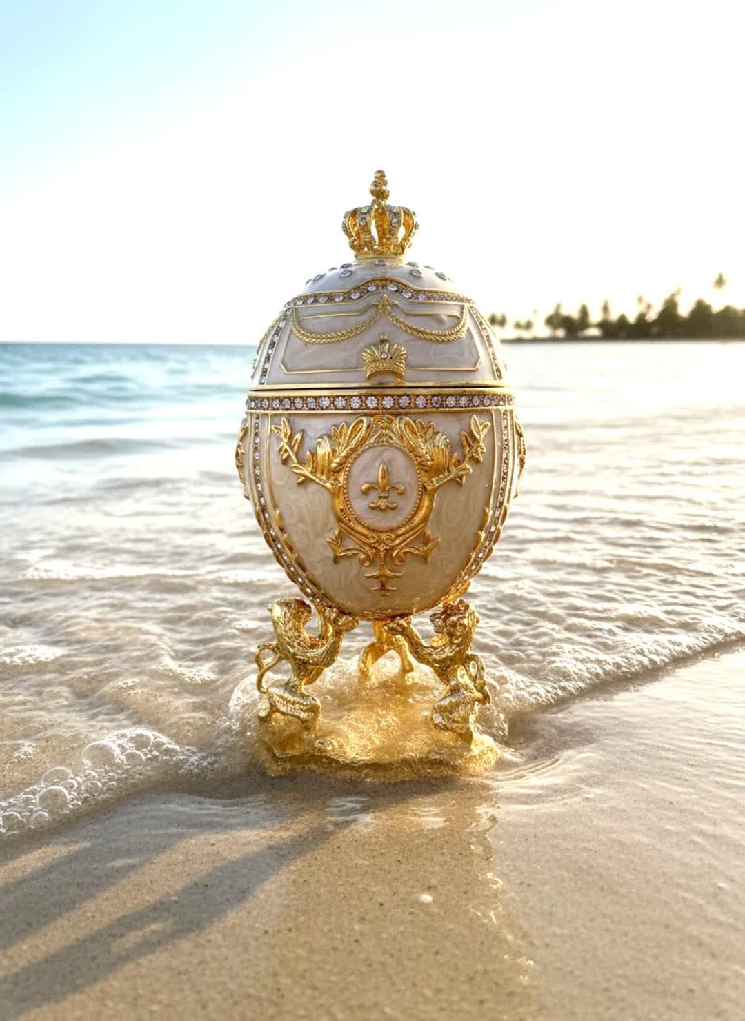 ペルラ ホワイト ファベルジェ エッグ ジュエリーボックス