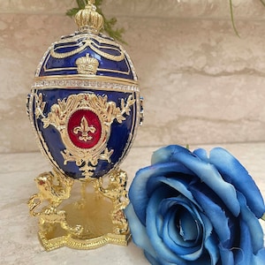 Something Blue Bridal Shower Fabrege Egg Decor Fabergé egg 300 Swarovski Diamonds HANDSET 24KGOLD Faberge egg Couple Wedding gift Home decor