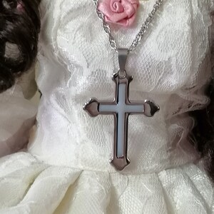 Silver Cross Pendant NECKLACE /Religious Cross Christian gifts for women Pendant Necklace Jewelry for her HANDMADE/Chain 16&quot; 18&quot;20&quot; or 22&quot; /