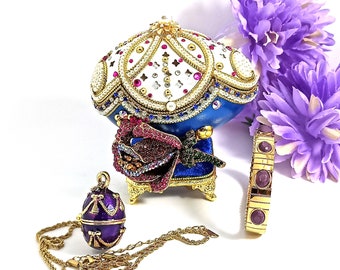 Ametista, Carillon Faberge- REAL Egg Luxury Valentine MASTERPIECE Faberge Egg style Imperial Art Nouveau Jewelry Box , Fabergé egg, 24kGold