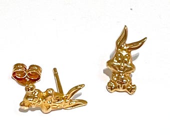 Flickörhängen 18k massivt guld Tweety Warner bros ORIGINAL / Guldörhängen Looney Tune babyshowerpresent till flicka Tweety Bird present till kvinnor