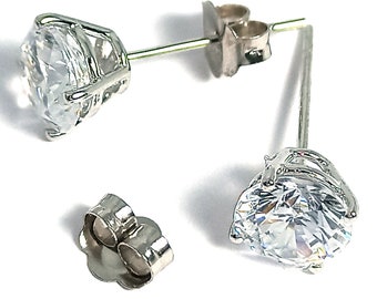 2 carat Stud Earrings SOLID 18k White Gold Earrings Diamond Stud Lab Diamond Earrings HANDMADE White Gold Studs Diamond Stud Earrings 6.5mm