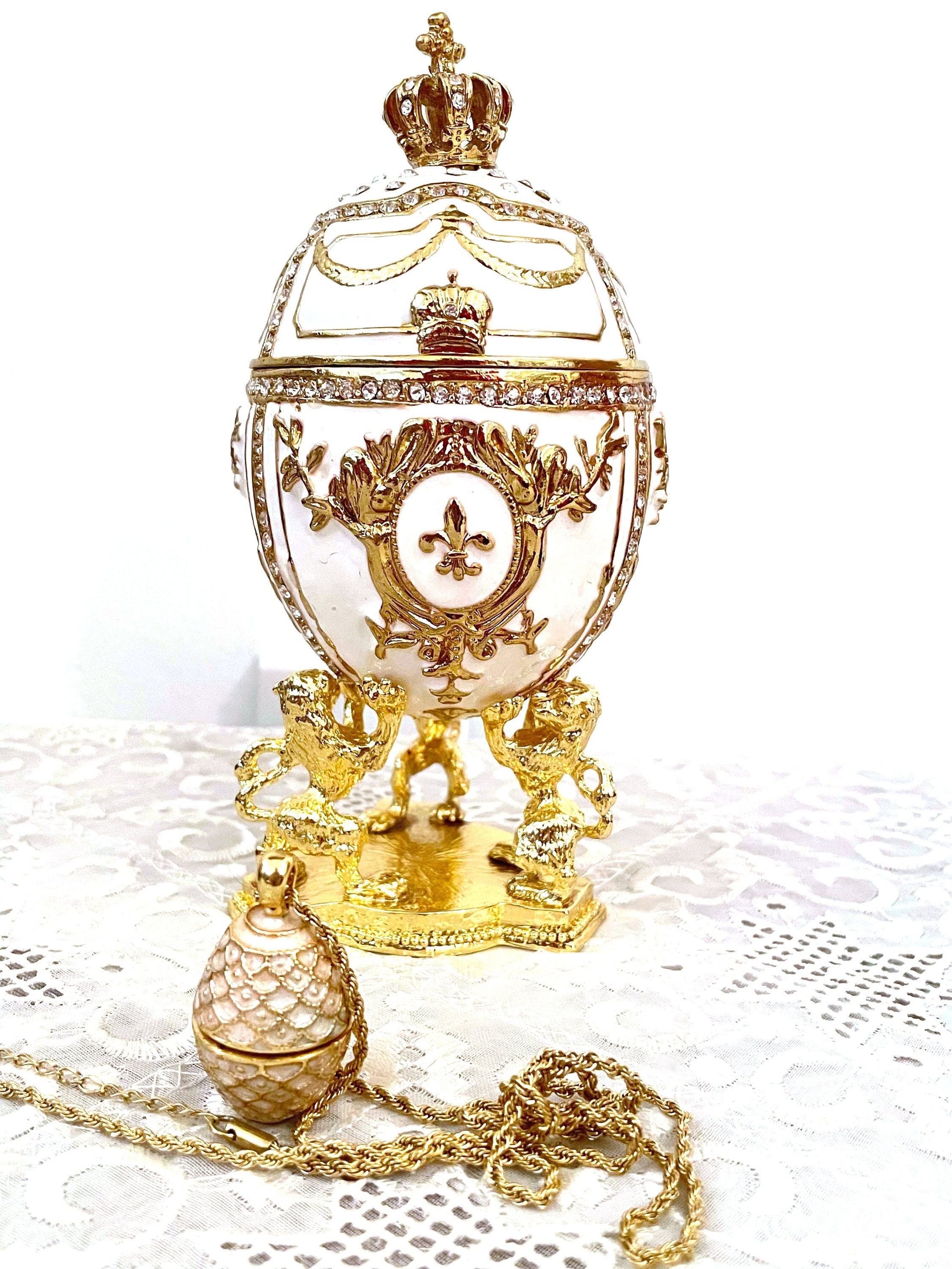Fabergé-Ei Schmuckkästchen In Gold – Mit Emaille Und Strass Verziert