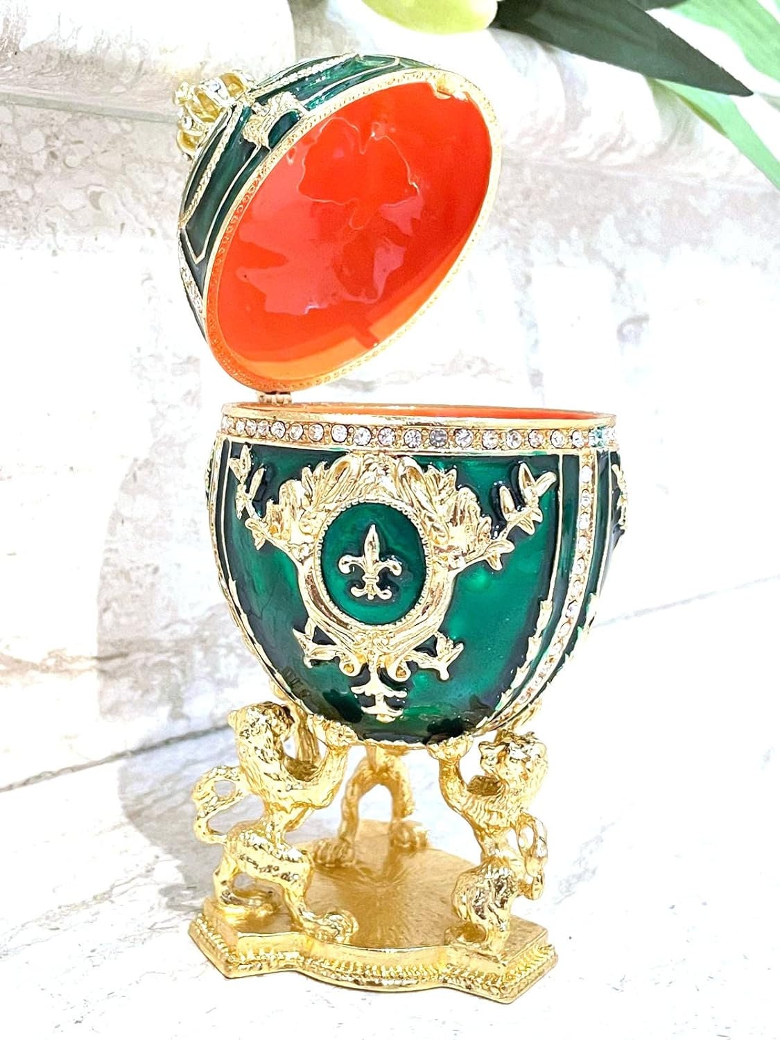 彼女への素晴らしいファベルジェの卵の緑の手作りギフト - 女性への