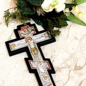 1982 Original Mt Athos One of a Kind Antique Russian Orthodox Cross Crucifix Byzantine Cross SOLID Silver Crucifix for Wall Cross Christian