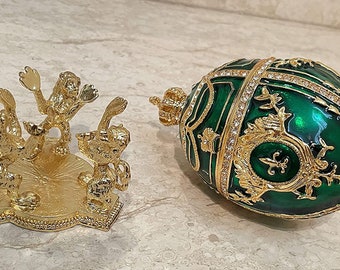 Fabergé Egg, Emerald Jewelry Box, Faberge Green Egg, Birthday Gift