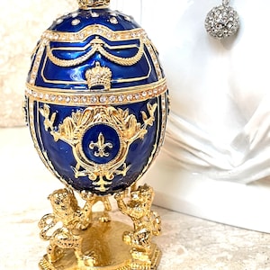 Faberge Egg Trinket Fabergé Egg Ornaments Fabrege Egg Faberge style egg Gift for Her Carl Fabergé PLUS Her HANDMADE Silver Diamond Necklace