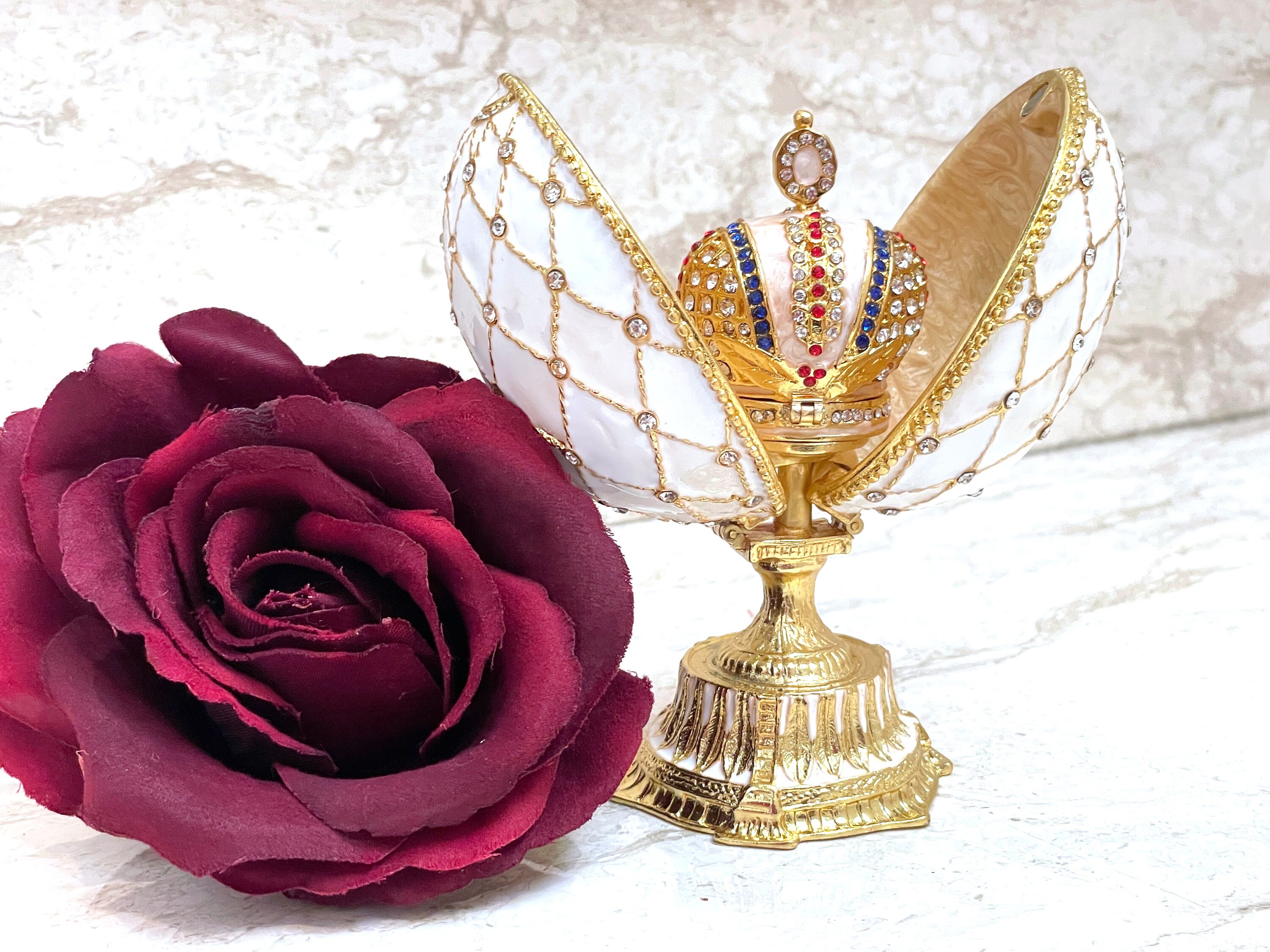 Fabrige Egg Vintage Style, Vintage Émaillé Fabergé Oeuf