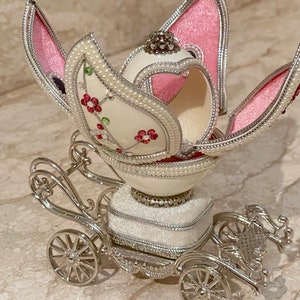 1983, Imperial Egg, Faberge Egg Music, Handcarved REAL Egg PLUS, Faberge Jewelry, 3 carat DIAMOND Faberge Egg Necklace,40th Anniversary gift