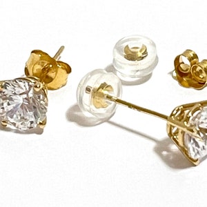 Solid 18kt Gold  Designer Earrings Studs 2 carat Diamond Solitaire White Gold Earrings 6.5mm Round Diamond Studs -  HANDMADE Diamond Jewelry