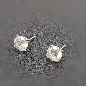 2ct, Boucles doreilles Diamond Gold Stud, Boucles doreilles SOLID 18K GOLD, 8 broches, Cadeaux de Saint-Valentin DE LUXE, Boucles doreilles en diamant pour femmes, Cadeau danniversaire, 6.5mm image 7