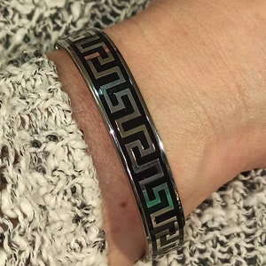 Unisex Jewellery Greek Gift Bangle Bracelet/Ancient Greek Bracelet Silver Key Jewelry 12mm/Meander Bracelet/Silver Cuff Bracelet/Open Bangle