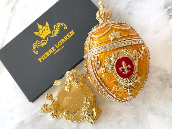 Pierre Lorren Œuf De Pâques Russe Fabergé à Collectionner - Décoration Faite à La Main - Doré Et